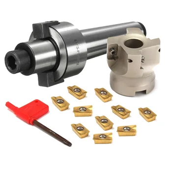 

CNC Milling Face 4-Flute End Mill Cutter MT3 Morse Taper Arbor With 10X Inserts