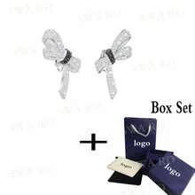 SWA новые серьги-гвоздики с бабочкой мадемуазель романтические модные ювелирные изделия с кристаллами подарки Романтические женские серьги-гвоздики