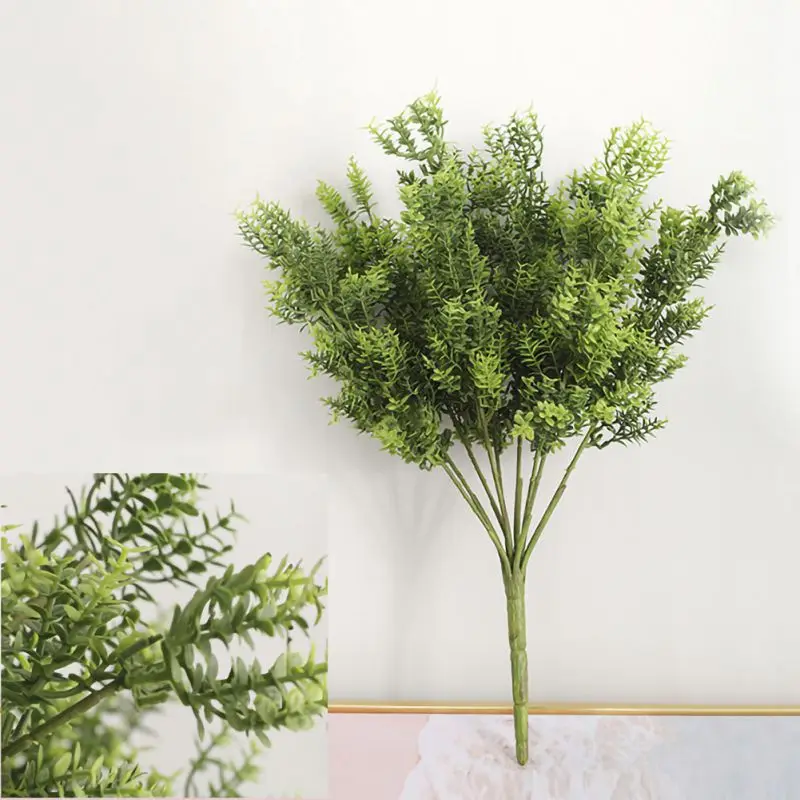 

Artificial Flowers Fake Plants Fern Grass Wedding Wall Outdoor Decor Green Leaf Plastic Plant Vine For Home Garden Decoration