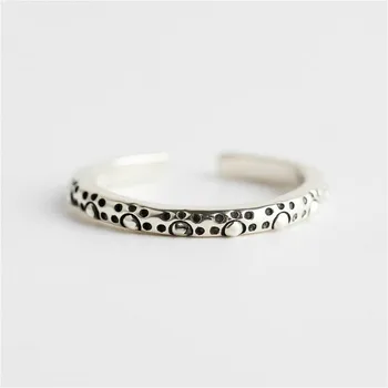 

925 Sterling Silver Rings For Women Do The Old Circle Dot Fashion Fine Jewelry Simple Open Ring Vintage High Quality 925-830