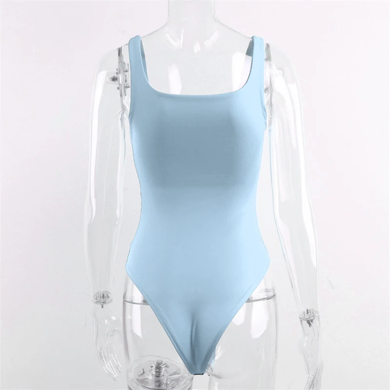 Nadafair Sexy Off Shoulder Bodysuit Women Summer Square Collar Neon Bodysuit Tops Bodycon Rompers Overall For Women