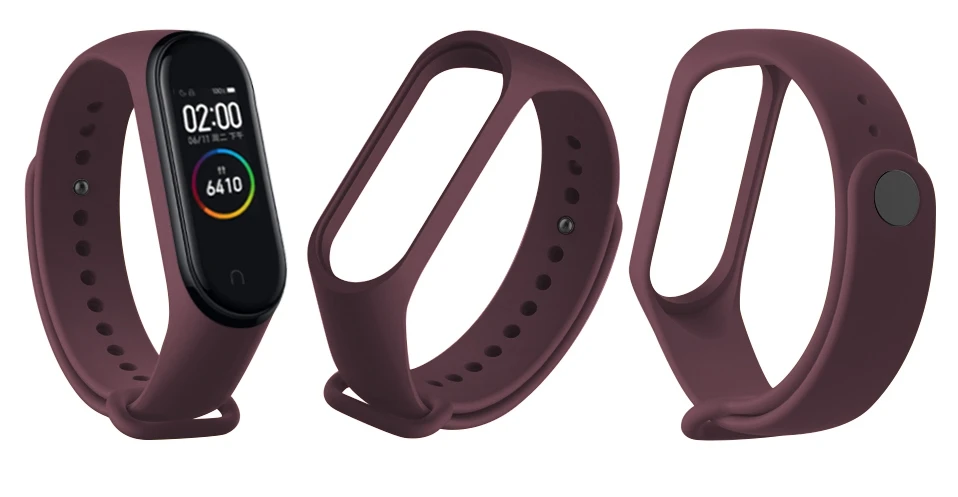Ремешок для Xiaomi mi band 4 ремешок 2 в 1 розовый цвет красного вина силиконовый браслет Xio mi band 4 3 band 4 защитная пленка