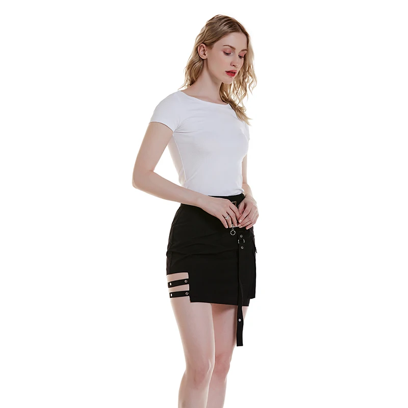 Летняя женская юбка с высокой талией, женская элегантная юбка, модная юбка с дырками, мини Однотонная юбка