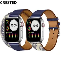 Хохлатый ремешок для apple watch band iwatch band Pulseira apple watch 5 4 44 мм 40 мм 42 мм 38 мм кожаный браслет для часов
