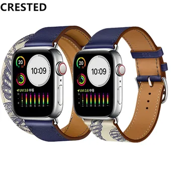 

CRESTED Strap For apple watch band iwatch band Pulseira apple watch 5 4 44mm 40mm 42mm 38mm correa Leather Watchband bracelet