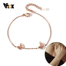 Vnox, Яркие Браслеты с бабочкой для женщин, трендовые, розовое золото, тон, нержавеющая сталь, звеньевая цепочка, браслет для девушек, вечерние ювелирные изделия