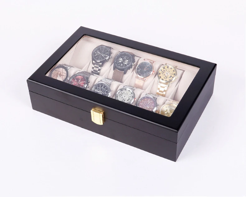 Europäischen Stil Uhr Boxen Fall 6/10/12 Slots Watch Lagerung Box Holz Uhr Veranstalter Mode Uhr Geschenk Box Männer Armbanduhr box – Detail 26