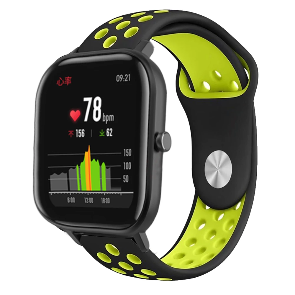 Силиконовый браслет для Huami Amazfit GTS, умные часы, два тона, вентиляция, замена, мужские часы t 20 мм, ремешок для женщин и мужчин, спортивный браслет