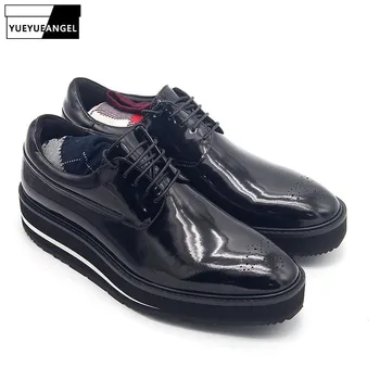

Men Dress Shoes Black Fashion Luxury Genuine Leather Pointed Toe Derby Shoes 2020 Autumn Brand High Quality Work Footwear Male