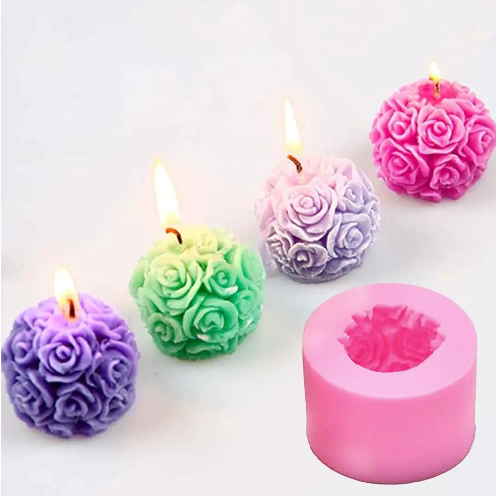 Rose Flower Ball Silicone Candle Mold Chocolate cake soap molds Cactus