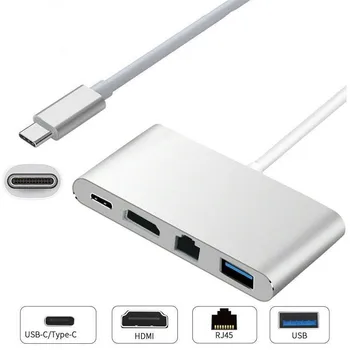 

New USB 3.1 Type-C Hub to HDMI 4K+ RJ45 Gigabit Ethernet+ USB 3.0 HDMI USB-C Adapter Z0218