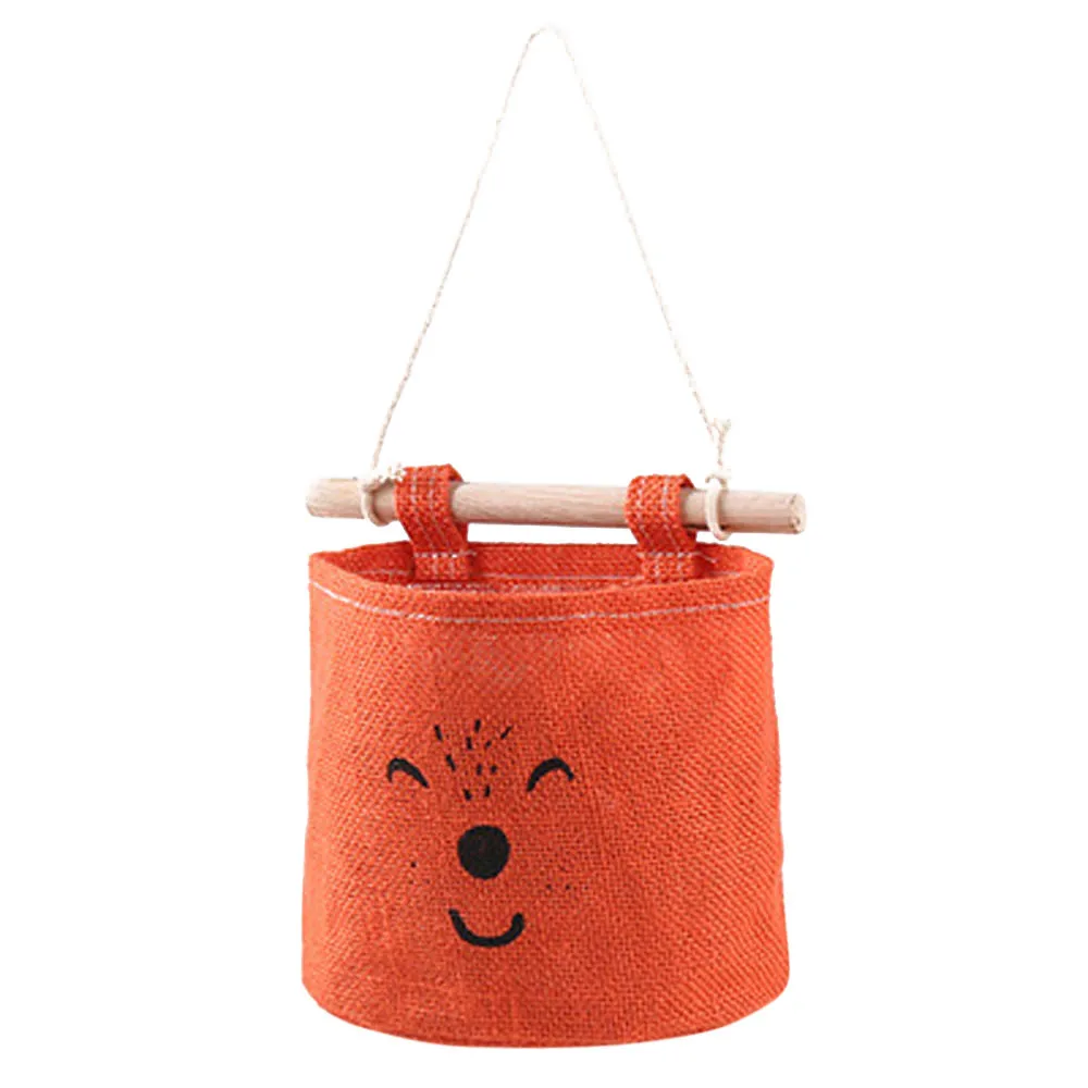 Домашняя Хлопковая Сумка для кухни и ванной, подвесная сумка для хранения мелочей, настенная дверь, милые детские игрушки, карманы, сумка-Органайзер - Цвет: Orange