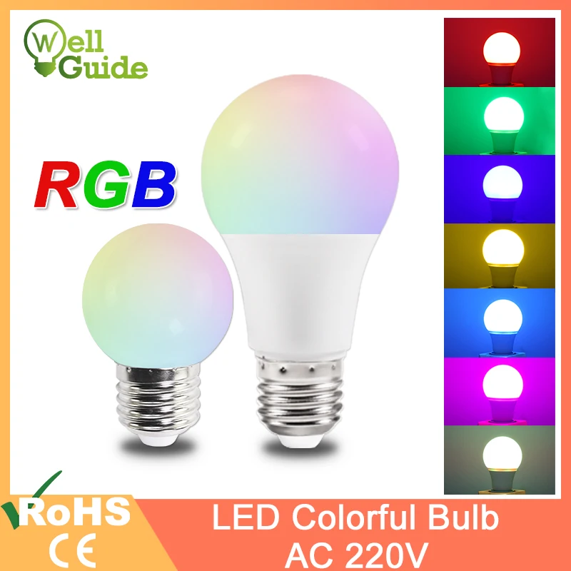 

Led bulb rgb lamp A60 G45 E27 led bulb 3W 7W Led lamp Colorful led light SMD 2835 220V Flashlight e27 led globe bulbs for home