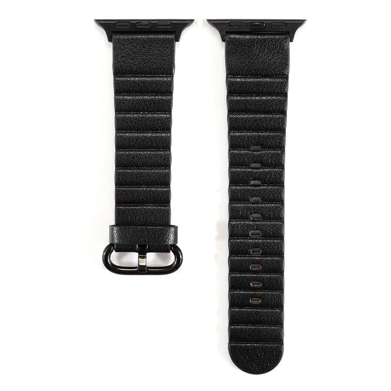 Black Аксессуары для часов Ремешок из натуральной кожи 40 44 мм для apple Watch ремешок correa 5 4 3 2 1 iWatch 38 42 мм сменный Браслет - Цвет ремешка: Black