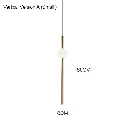 Vertical A-Small Минималистичный светодиодный подвесной светильник, горизонтальная версия, подвесные светильники, металлический светящийся шар для бара, кафе, чайного магазина, инженерная лестница - Цвет корпуса: Vertical A-Small