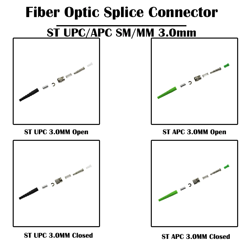 100 шт./лот 3 0 мм ST UPC/APC открытый/закрытый соединитель оптического волокна SM