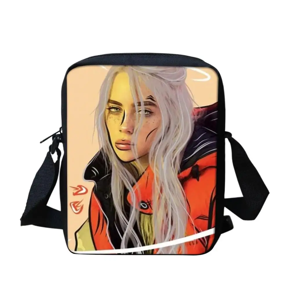 ELVISWORDS Billie Eilish, 3D принт, сумка-мессенджер для девочек-подростков, дорожные сумки, детские школьные сумки, повседневная сумка через плечо в стиле Харадзюку - Цвет: HMQ030E