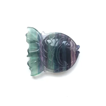 

Natural Colorful Fluorite Crystal Quartz Fish Hand Carved Money Drawing For Gift Or Home Decoration FYY