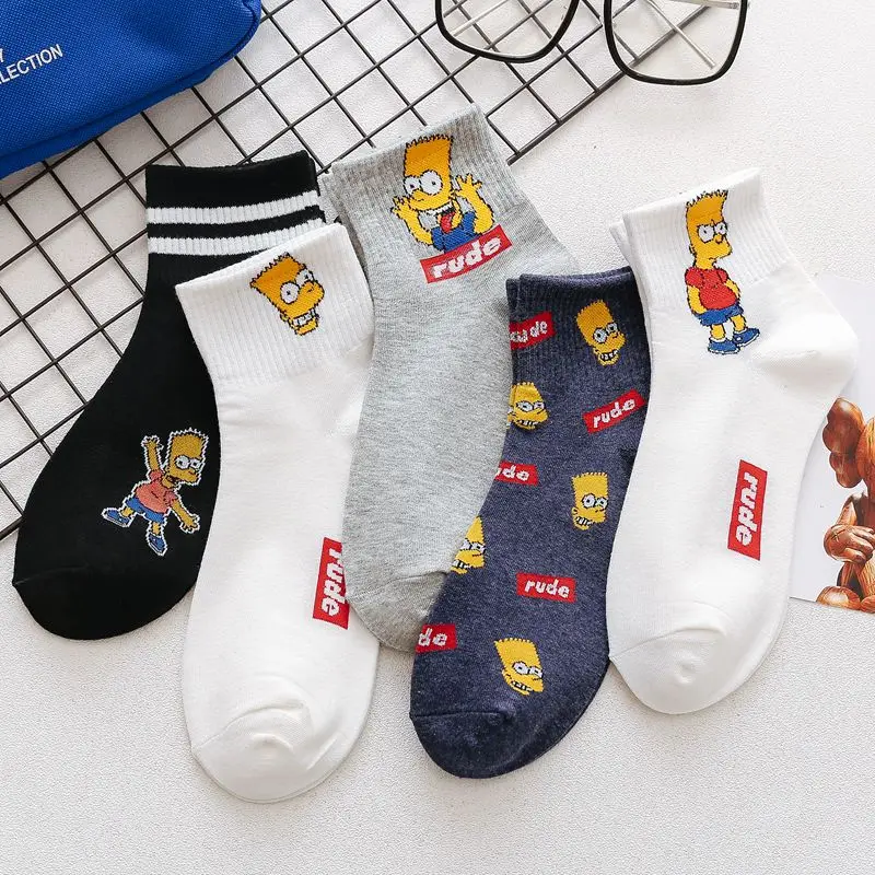 

Ankle Socks Cartoon Simpson Family Kawaii Cotton White Casual Fashion Woman Sock Funny Breathable Unisex Harajuku Gifts for Men