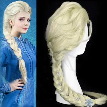 

Wig Disney Princess Frozen Snow Queen Elsa Weaving Braid Light Blonde Cosplay Wig Free Shipping