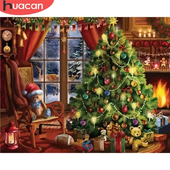 

HUACAN Paint By Number Christmas Tree Drawing On Canvas HandPainted Painting Art Gift DIY Pictures By Number Kits Home Decor