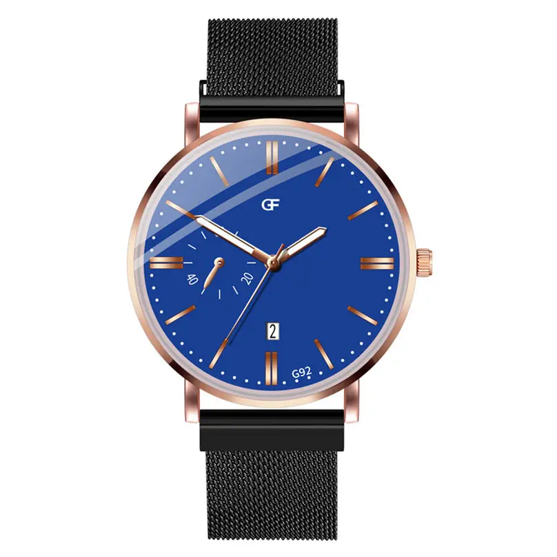 Men's Fashion Casual Business Watch Simple Magnet Buckle Mesh With Analog Men Quartz Watches 3D12 (9)