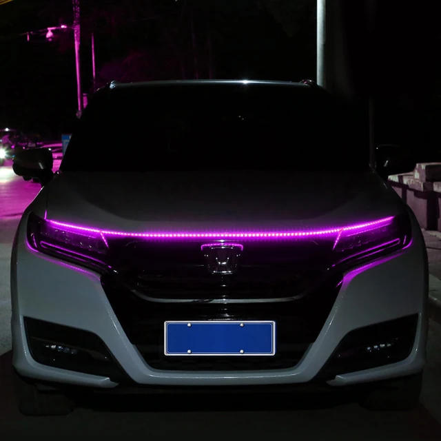 OKEEN 180cm Led Car Hood Lights Strip Universal Engine Hood Guide Decorative Light Bar Auto Headlights Car Daytime Running Light Purple