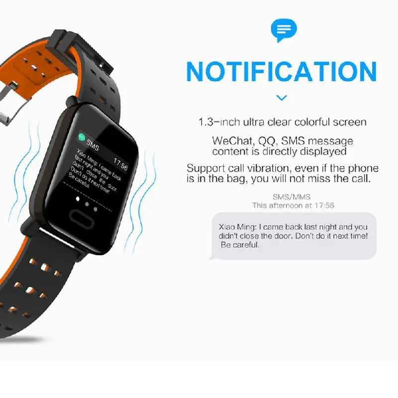 New Smart Watch Color Screen Waterproof Sports Smart Bracelet Heart Rate Blood Pressure Blood Oxygen Wristband For Android  IOS