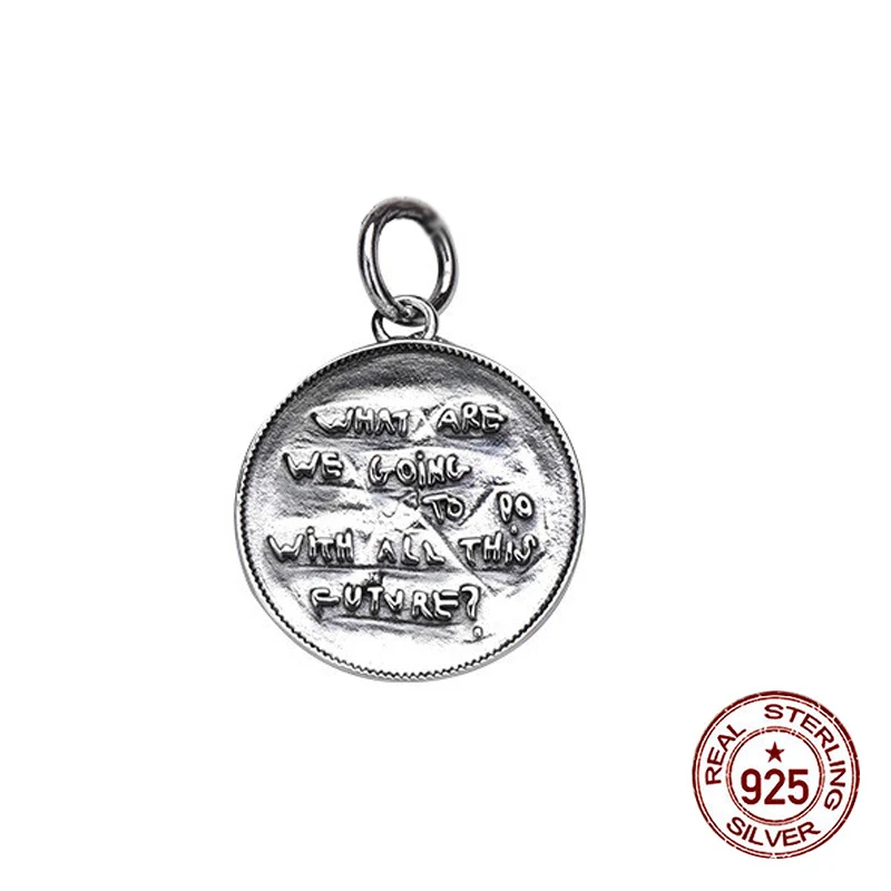 

100% S925 sterling silver pendant couple personality simple and versatile retro round letter style to send a gift 2019 new hot