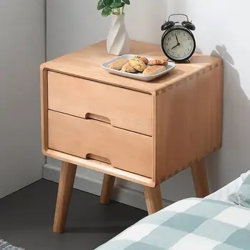 

Solid wood bedside table Nordic all wood mini simple modern small 40cm wide bedroom storage cabinet
