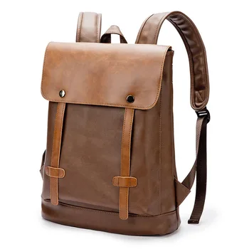 

Retro double shoulder bag tide bag backpack college wind middle school students' school bag leisure leather backpack