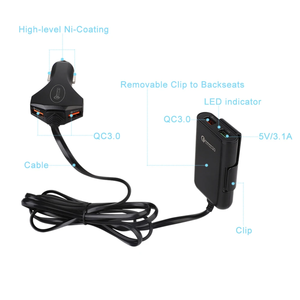 Быстрое QC 3,0 Автомобильное зарядное устройство 4 USB порта мульти мобильный телефон Быстрая Зарядка адаптер для iPhone samsung Универсальное зарядное устройство