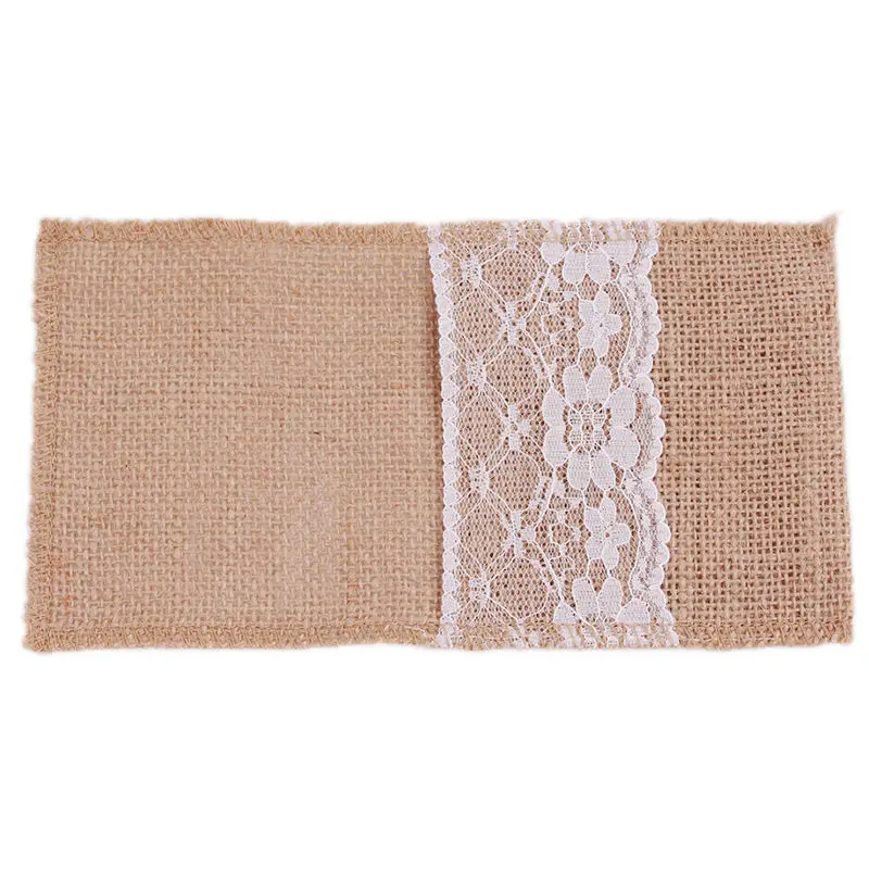 Мешковина держатель столовых приборов столовая посуда с кружевным рисунком упаковка мешок вилка ложка нож Карманный мешок для стола деревенский Свадебный декор