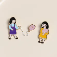 Брошь женская Милая мультяшная маленькая девочка отделка посылка пальто, свитер аксессуары для корсажа брошь значок A-2132