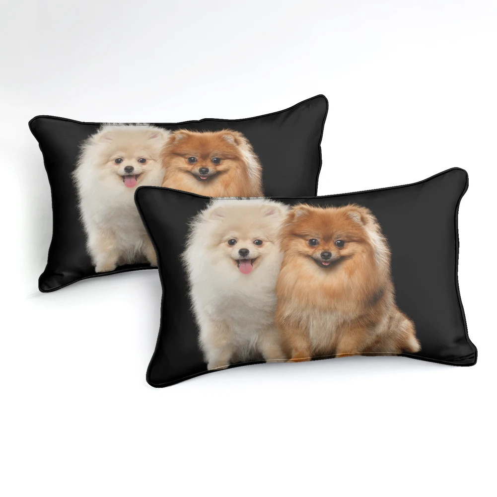 3d bonito branco e vermelho pomeranian duvet