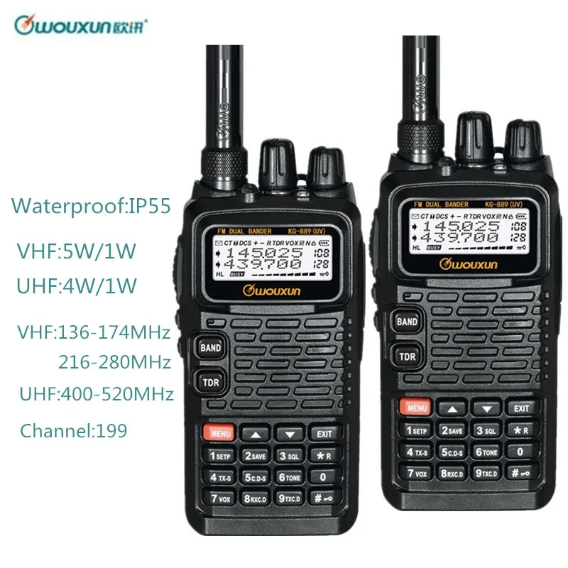 2 шт. Wouxun KG-889 Водонепроницаемый портативная рация VHF: 136-174/216-280 МГц UHF: 400-520 МГц Двухзонный модуль подключения к хосту CB радио двухстороннее радио