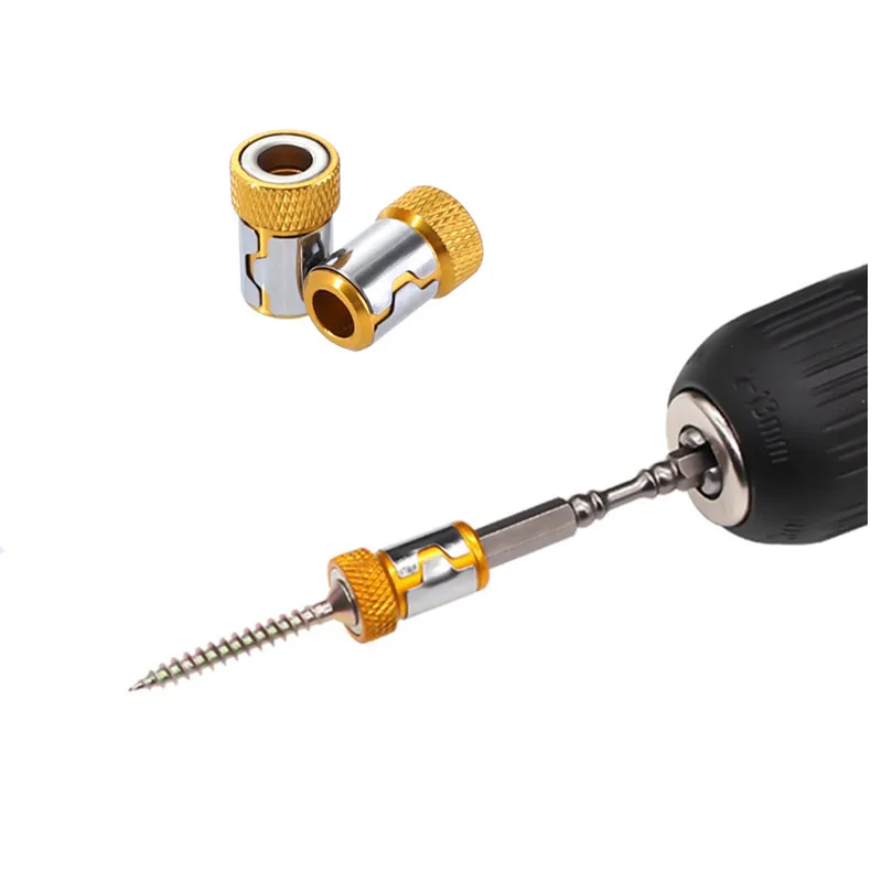 1pc Universal magnetic ring steel sleeve yellow Metal Strong Magnetizer Screw Pick Up Tool for 1/4&quot 6.35mm screwdriver Bits |