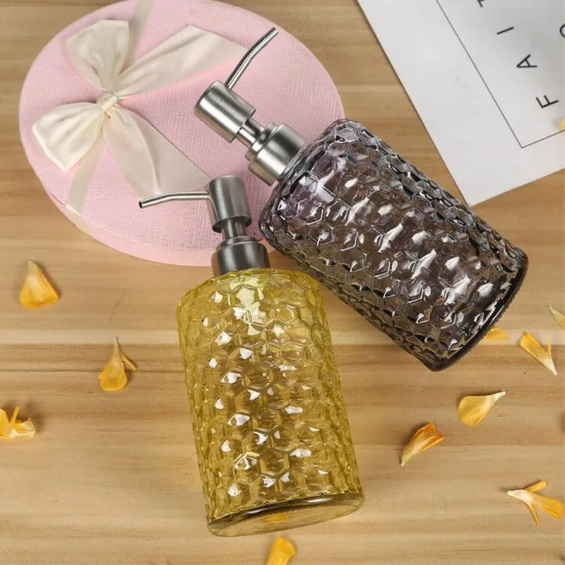 500ml Soap Shampoo Dispenser Liquid Hand Soap Glass Bottle with Stainless Steel Pump for Bathroom Portable Dispensers soap dispenser,shampoo dispenser