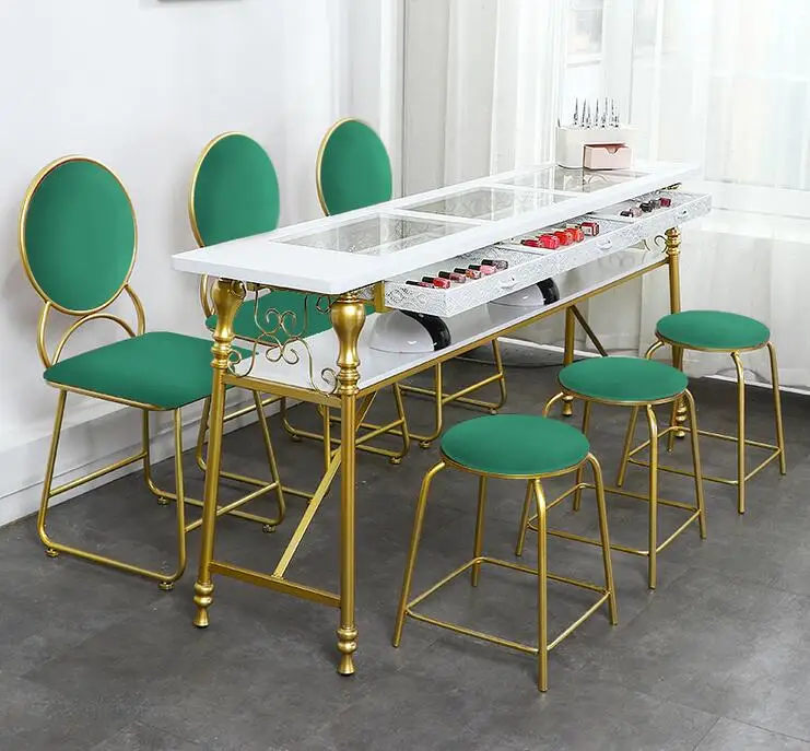 

Single nail table double double layer net red nail table marble nail table and chair set