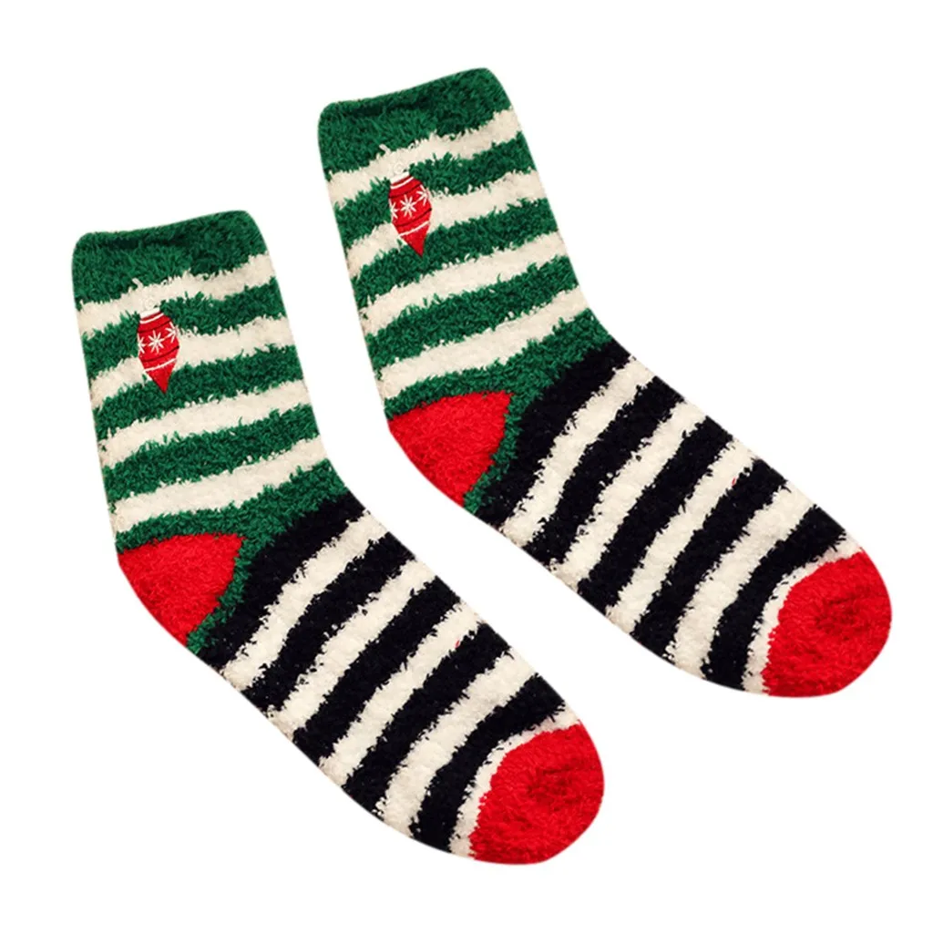 E 1 Pair Winter Women Socks Warm Wool Christmas Mid-calf Socks Woolen Snowflake Deer Comfortable Gift Girls Cute Meias Drop 1015 - Цвет: E