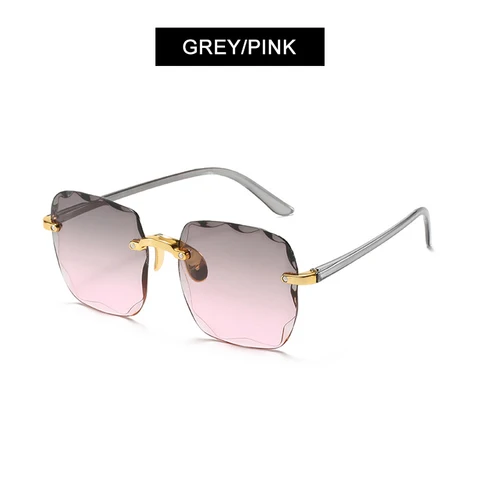 Brand Designer Square Sunglasses Women Fashion Rimless Cut Edge Sun Glasses For Ladies Classic Gradient Eyeglasses UV400