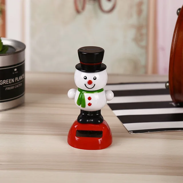 Автомобиль на солнечных батареях автоматически качается Рождественский Снеговик игрушка авто Креативные украшения подарок домашний Декор Рождественская декоративная кукла - Color Name: A