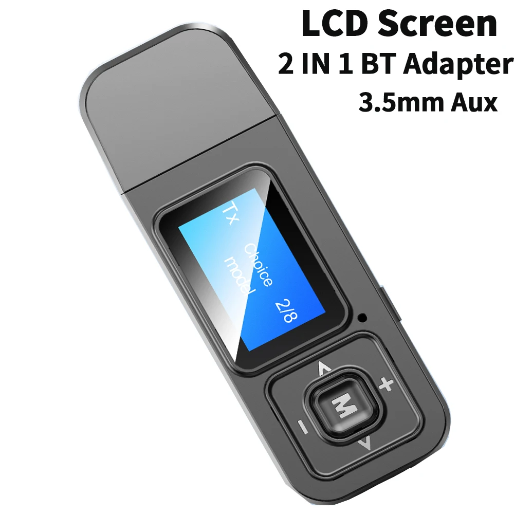 Bluetooth 5 0 приемник передатчик аудио адаптер ЖК-дисплей 3 мм Aux беспроводной стерео