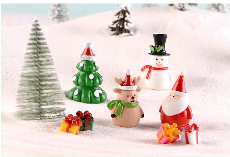 Рождественский миниатюрный Снеговик Санта Лось Рождественская елка статуэтки для террариума Феи садовый Декор снежный Пейзаж Модель