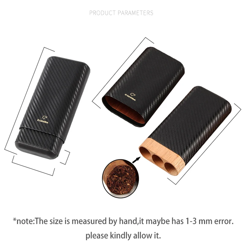 COHIBA кожаный чехол Портативный хьюмидор коробка для сигар из кедрового дерева хьюмидор для сигар на открытом воздухе для 3 сигар трубка W/Подарочная коробка