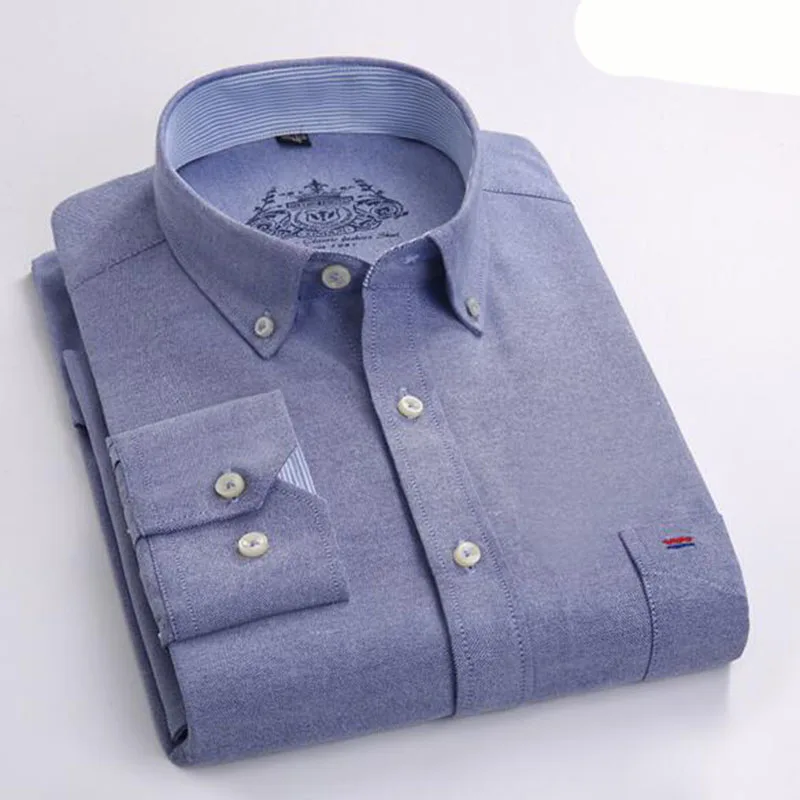 Оксфордская дышащая удобная рубашка из чистого хлопка Camisa, яркие облегающие Высококачественные мягкие рубашки с длинными рукавами и отложным воротником