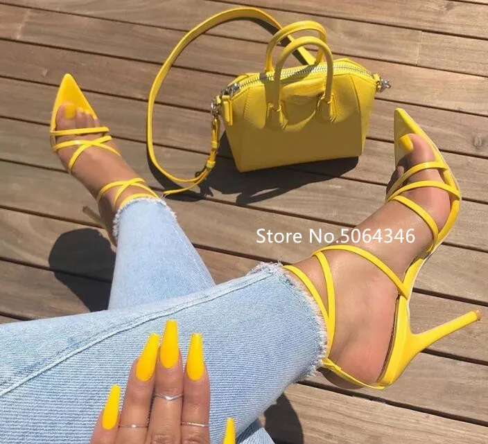 Summer Gladiator Cross-tied Women Sandals Open Toe Buckle Strap Thin Heel Multi-colors Sandals Femme