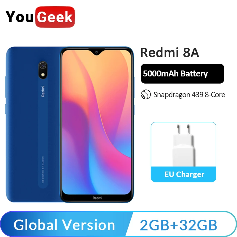 

Global Version Xiaomi Redmi 8A 8 A 32GB ROM 2GB RAM Mobile Phone Snapdragon 439 Octa Core 6.22 5000mAh 12MP Camera Smartphone