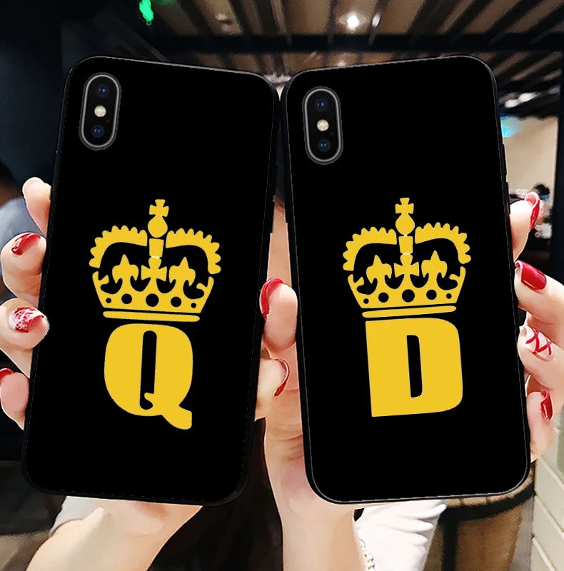 

Custom name Letter Monogram Black Marble Gold crown Soft Phone case for iphone 6Plus 7 8Plus SE 5 5S 6 6S MAX XR XS X10 7 8
