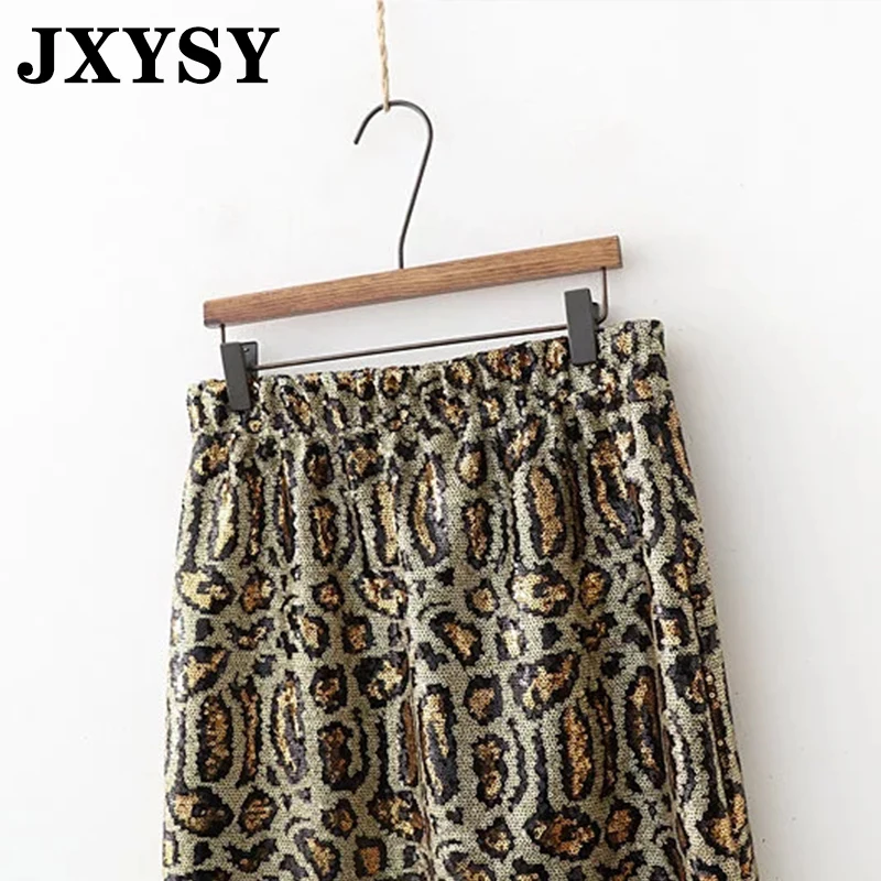 JXYSY Женская юбка в английском стиле, винтажная, с блестками, леопардовая расцветка, эластичная талия, Женская юбка, faldas mujer moda, юбки для женщин